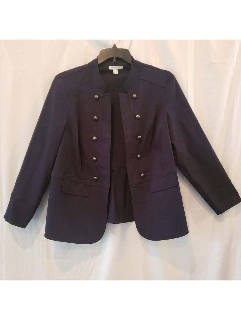 DressBarn Jacket Size 1X Dark Blue Faux Button Design Excellent Condition